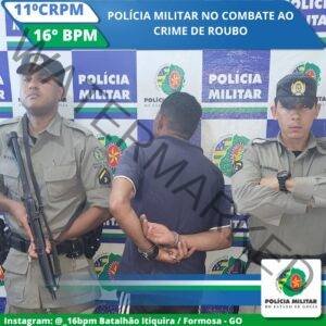 Após tentar roubar transeunte com simulacro de arma de fogo, homem tenta resistir a prisão mas acaba preso no Setor Parque Lago em Formosa