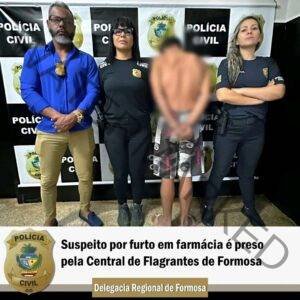 Acusado de furtar farmácia é preso pela Central de Flagrantes de Formosa