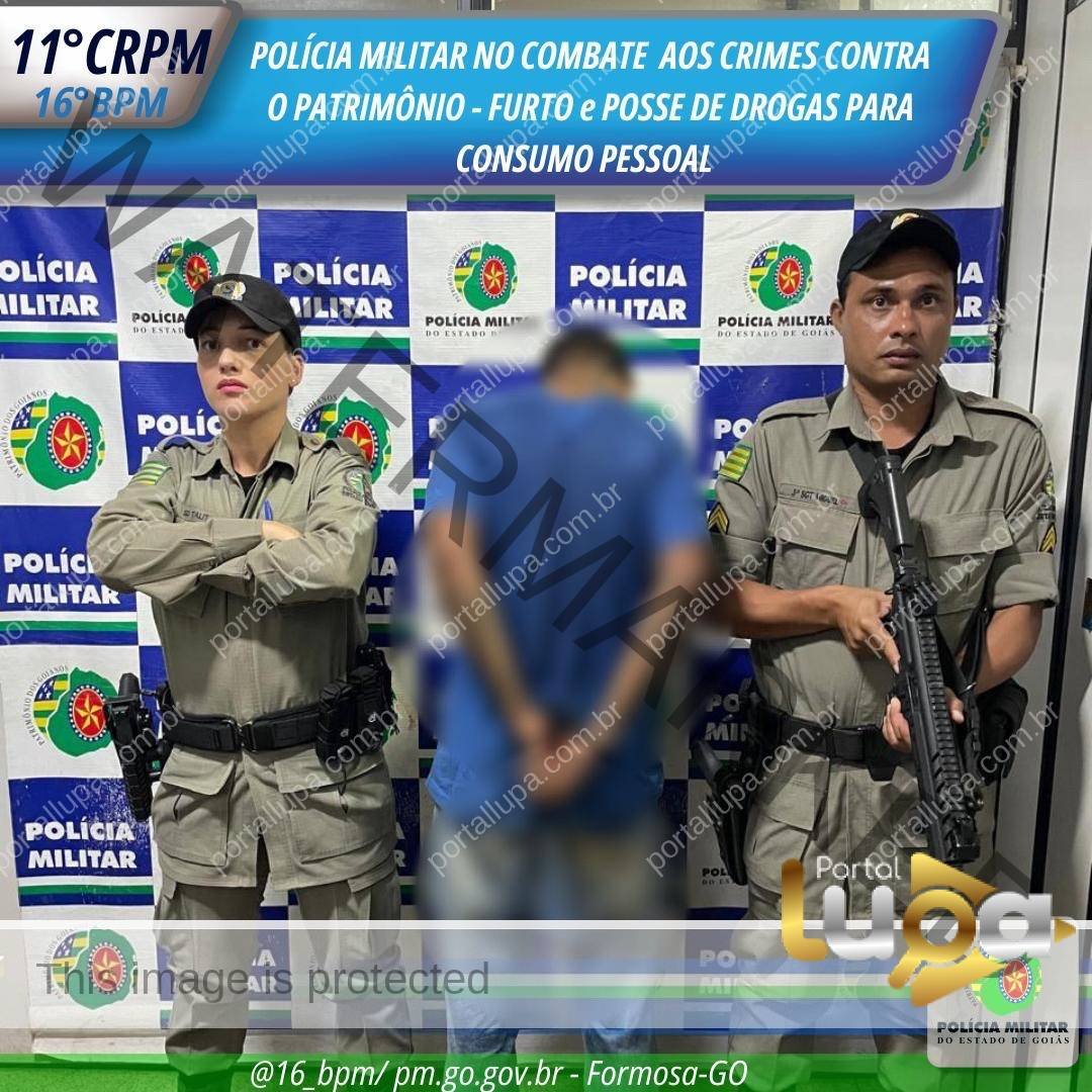 Polícia Militar Prende Indivíduo por Furto e Posse de Drogas em Ação no Jardim Califórnia.